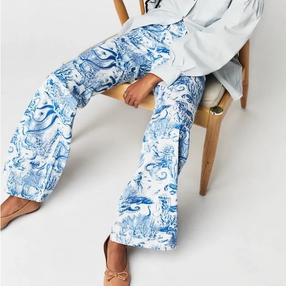 New Wrangler Wanderer 622 Printed High-Rise Jeans by Free People nautical print - Picture 4 of 11